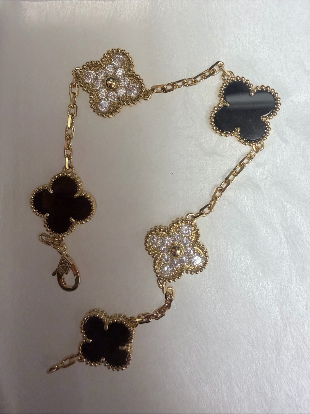 BRACELET PLATED IN Gold, Black and Crystal  Alternate Designs 15mm